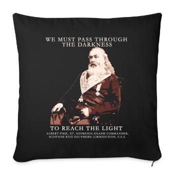 Albert Pike, Franc-maçonnerie Citation Maçonnique Design, - Coussin et housse de 45 x 45 cm - noir - Devant