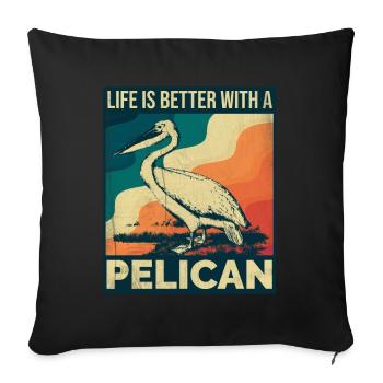 Pelikan Spruch Palmen Retro - Sofakissen mit Füllung 45 x 45 cm - Schwarz - Vorne