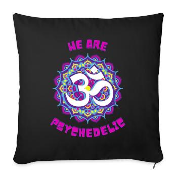 Trippy Psytrance Om Trance Goa Rave Techno UV - Sofakissen mit Füllung 45 x 45 cm - Schwarz - Vorne