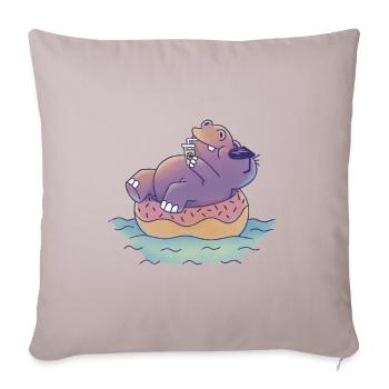 Summer Hippo Sun Glasses Lemonade Pool Donut Sea - Sofa pillow with filling 45cm x 45cm - light taupe - Front
