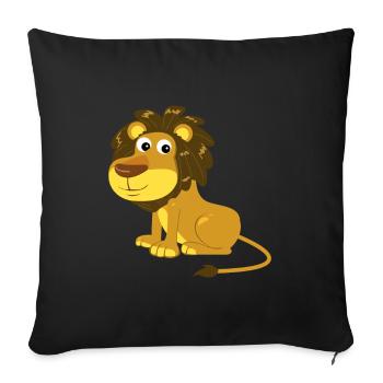Lion Grand Papa lion Bébé lion Enfants Fort Lion - Coussin et housse de 45 x 45 cm - noir - Devant