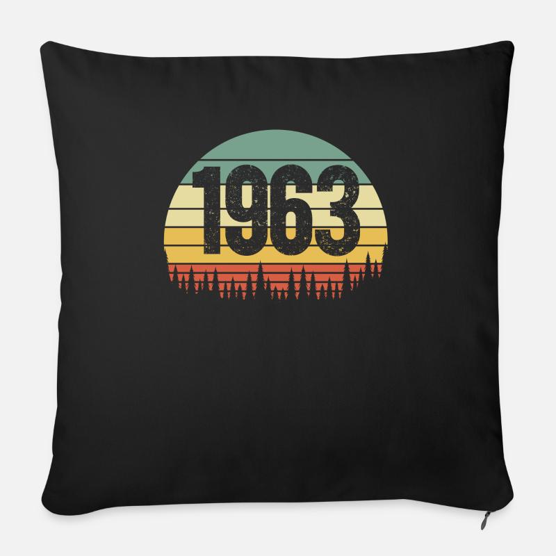 Année de naissance 1963 - Coussin et housse de 45 x 45 cm - noir