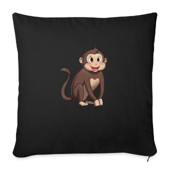 Happy Tiere Glücklicher Affe - Sofakissen mit Füllung 45 x 45 cm - Schwarz - Vorne