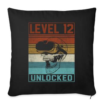 Boy 12th Birthday Gamer - Sofa pillow with filling 45cm x 45cm - black - Front