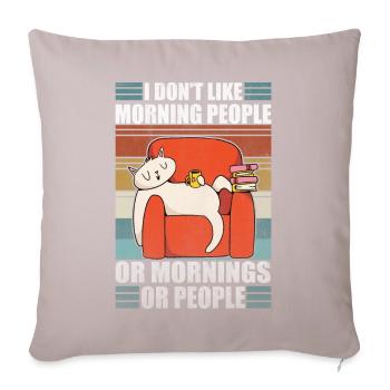 Sarcastic Cat Coffee Moody Lazy Kitty - Sofa pillow with filling 45cm x 45cm - light taupe - Front