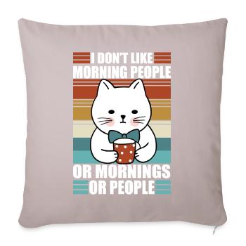 Morning People Sarcasm Coffee Moody Cat - Sofa pillow with filling 45cm x 45cm - light taupe - Front
