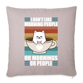 Sarcastic Kitty Coffee Moody Lazy Cat - Sofa pillow with filling 45cm x 45cm - light taupe - Front