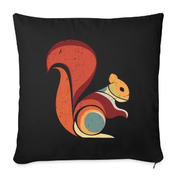 Animal rongeur écureuil rétro - Coussin et housse de 45 x 45 cm - noir - Devant