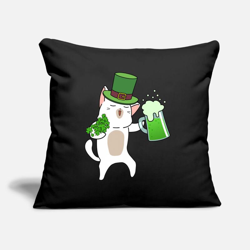Chat buveur de bière Cloverleaf Saint-Patrick Coussin et housse de 45 x 45 cm