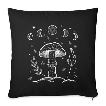 Dark Academia Pilz Goblincore Aesthetic - Sofakissen mit Füllung 45 x 45 cm - Schwarz - Vorne