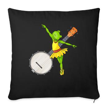 Ballet Dancing Frog Banjo Bluegrass Music - Sofa pillow with filling 45cm x 45cm - black - Front