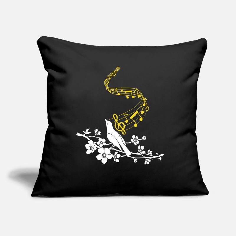 Musical notes Cute singing bird Sofa pillow with filling 45cm x 45cm
