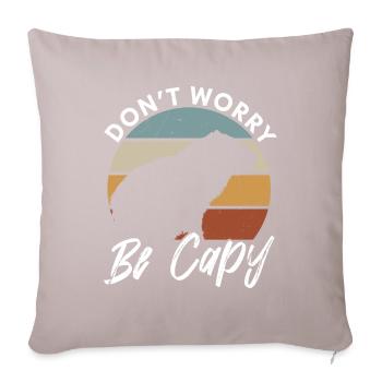 Amoureux des animaux Happy Capybara - Coussin et housse de 45 x 45 cm - taupe clair - Devant