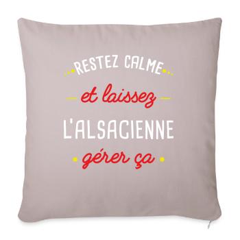 Alsacienne idée cadeau région Alsace Couple Humour - Coussin et housse de 45 x 45 cm - taupe clair - Devant