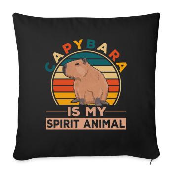 Sympathique amoureux des animaux Happy Capybara - Coussin et housse de 45 x 45 cm - noir - Devant