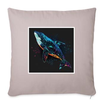 Wal Orca Polygon Geometrisch Unterwasserwelt Ozean - Sofakissen mit Füllung 45 x 45 cm - helles Taupe - Vorne
