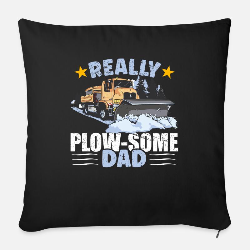 Snow plough Dad - Sofa pillow with filling 45cm x 45cm - black
