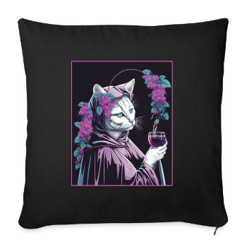 Cat Nun Church Vaporwave Religion Chaton - Coussin et housse de 45 x 45 cm - noir - Devant