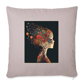 Blumen Vögel Motivation Mental Health Depression - Sofakissen mit Füllung 45 x 45 cm - helles Taupe - Vorne