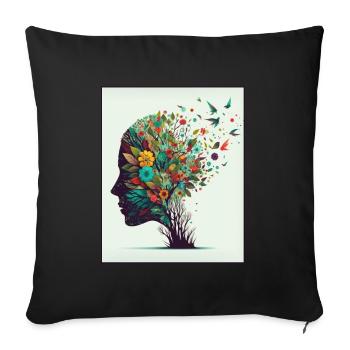 Blumen Vögel Motivation Mental Health Depression - Sofakissen mit Füllung 45 x 45 cm - Schwarz - Vorne