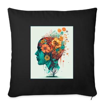Blumen Vögel Motivation Mental Health Depression - Sofakissen mit Füllung 45 x 45 cm - Schwarz - Vorne