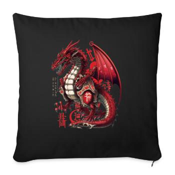Japanese dragon lettering dragon symbols - Sofa pillow with filling 45cm x 45cm - black - Front