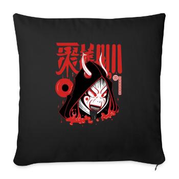 Okame Otafuku Japanese folk tale goddess of fortune - Sofa pillow with filling 45cm x 45cm - black - Front