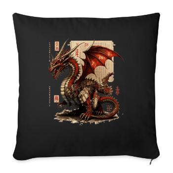 Créature japonaise mythique robot dragon - Coussin et housse de 45 x 45 cm - noir - Devant