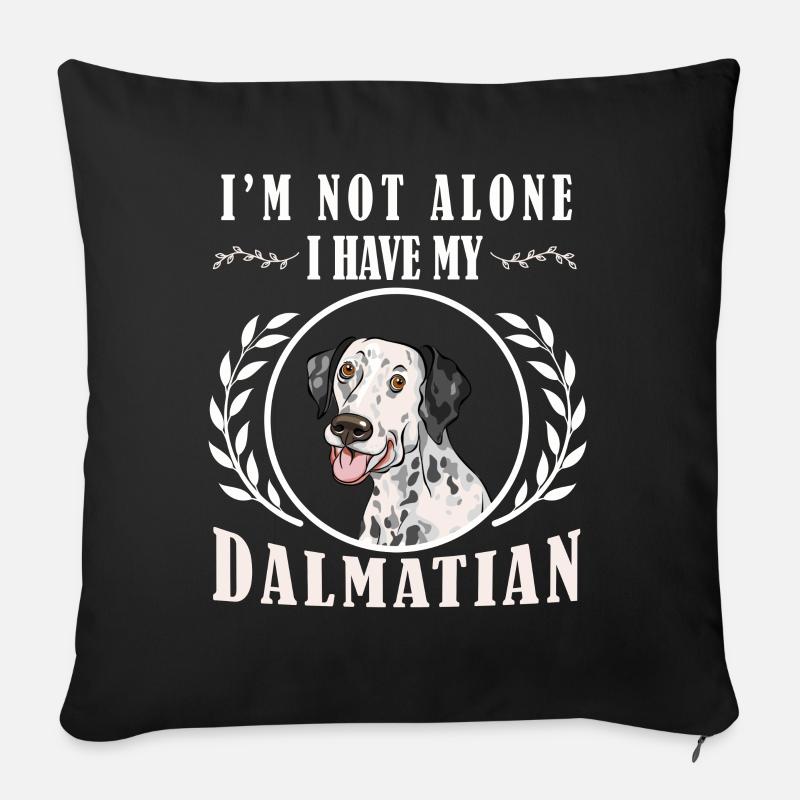 Drôle de chiot propriétaire de chien dalmatien - Coussin et housse de 45 x 45 cm - noir