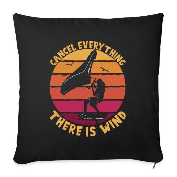 There Is Wind Foiling - Sofa pillow with filling 45cm x 45cm - black - Front