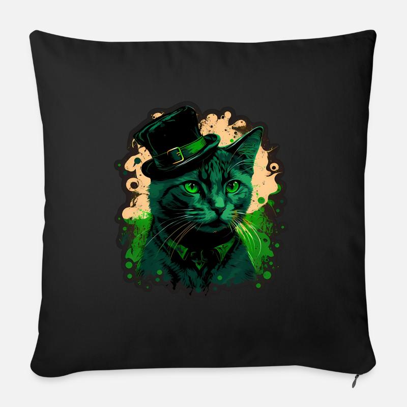 Katze Kätzchen St. Patricks Day Irland Irisch - Sofakissen mit Füllung 45 x 45 cm - Schwarz