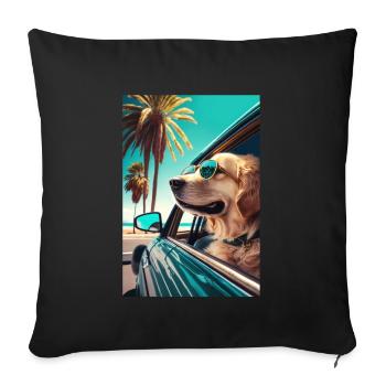 Golden Retriever Sunglasses Beach Palms - Sofa pillow with filling 45cm x 45cm - black - Front