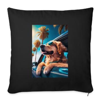 Golden Retriever Sunglasses Beach Palms - Sofa pillow with filling 45cm x 45cm - black - Front