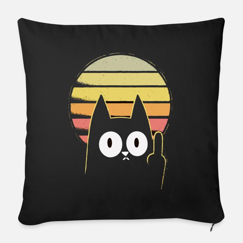 Mittelfinger Katze - Sofakissen mit Füllung 45 x 45 cm - Schwarz