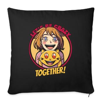 be crazy together, cats and cat lady - Sofa pillow with filling 45cm x 45cm - black - Front