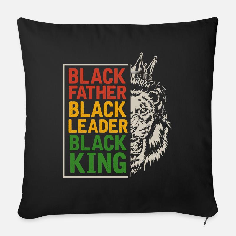 Schwarzer Vater Männer Afro Lion Afrikanisch - Sofakissen mit Füllung 45 x 45 cm - Schwarz