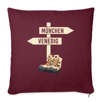 Alpenüberquerung München Venedig Fernwanderweg - Sofakissen mit Füllung 45 x 45 cm - Burgunderrot - Vorne