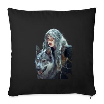 Strong Woman Wolf - Sofa pillow with filling 45cm x 45cm - black - Front