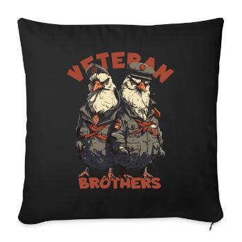 Cartoon Huhn: Rooster, Soldat, Veteran, Brüder - Sofakissen mit Füllung 45 x 45 cm - Schwarz - Vorne