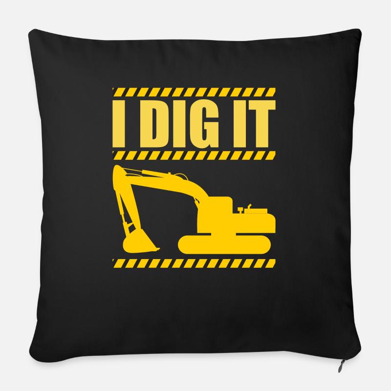 Retro Bagger Spruch Baggerfahrer Baustelle - Sofakissen mit Füllung 45 x 45 cm - Schwarz