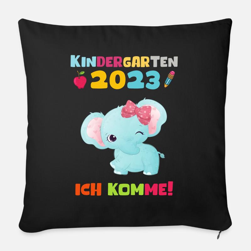 Kindergarten 2023 Ich Komme Mädchen Kita Geschenk - Sofakissen mit Füllung 45 x 45 cm - Schwarz