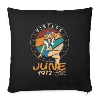 Millésime 1972 - Né en Juin 1972 - Coussin et housse de 45 x 45 cm - noir - Devant