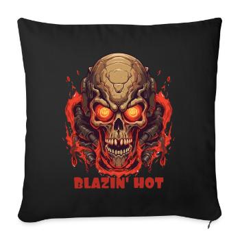 Flaming Hot Fire Skull Skull - Sofa pillow with filling 45cm x 45cm - black - Front