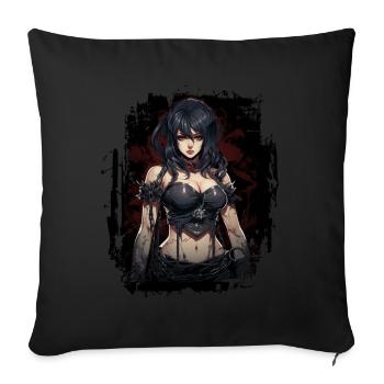 Fille gothique en forme - Coussin et housse de 45 x 45 cm - noir - Devant
