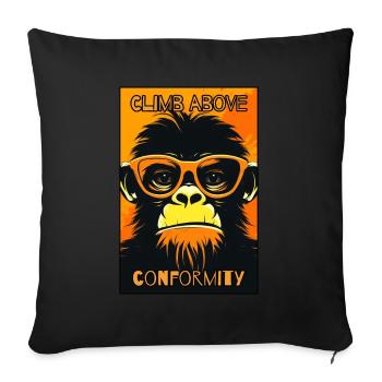 Surmonter la conformité : singe frissonnant - Coussin et housse de 45 x 45 cm - noir - Devant