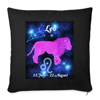 Signe du zodiaque Lion, constellation, astrologie - Coussin et housse de 45 x 45 cm - noir - Devant