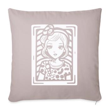 Dot Pattern Cartoon: An Enchanting Woman - Sofa pillow with filling 45cm x 45cm - light taupe - Front