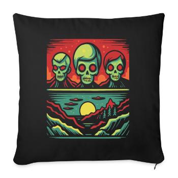 Invasion of Skull Faces Aliens - Sofa pillow with filling 45cm x 45cm - black - Front