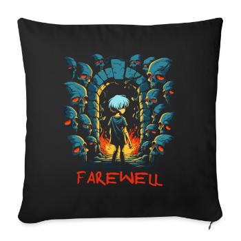 Take care! Farewell and a child of the dungeon - Sofa pillow with filling 45cm x 45cm - black - Front