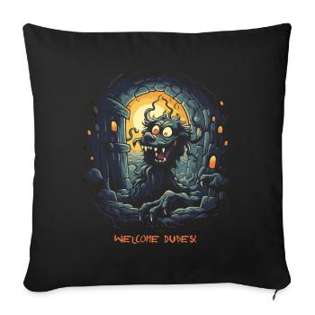 Welcome, Buddies, Dungeon Dog - Sofa pillow with filling 45cm x 45cm - black - Front